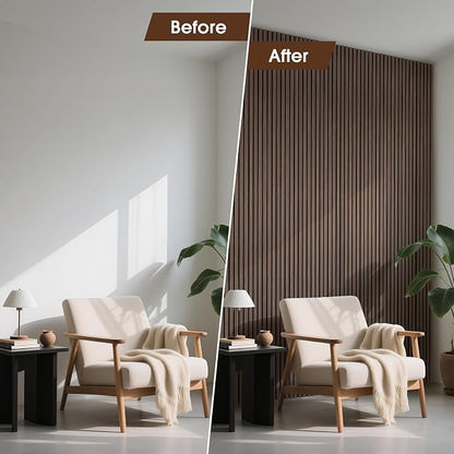 Wood Slat Wall Panels 4 Pack 94.5" x 7.9", Acoustic Wooden Panel - Image 6