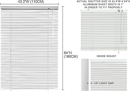 YIIBAII Mini Blinds Suitable for 44" W x 64" H Windows 1" Aluminum Horizontal - Image 6