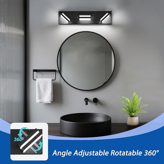 IZORRO LED Modern Bathroom Lights Fixtures, Matte Black Acrylic Wall Lighting - Image 2