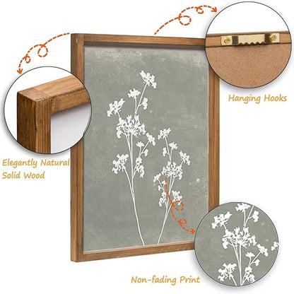 Framed Boho Wall Art Set of 4 for Wooded Minimalist Botanical Print Wall Art - Image 5