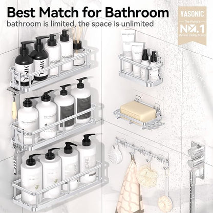 YASONIC Shower Caddy, 6 Pack Large Capacity Bath Organizer - Image 2