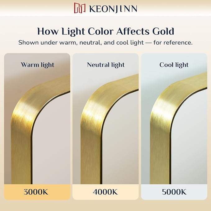 Keonjinn Gold Bathroom Mirrors for Over Sink 42” x 36” Large Brushed Brass - Image 4
