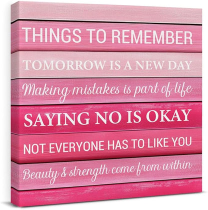 Inspirational Pink Wall Art Decor, Preppy Motivational Room Sign by VAHATAN