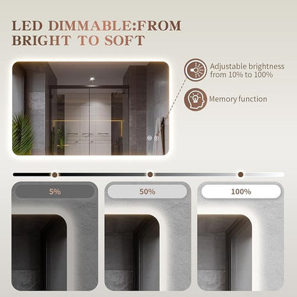 EOGOW LED Bathroom Mirror with Lights, 3 Colors Bathroom Mirror, Wall Mounted - Image 5