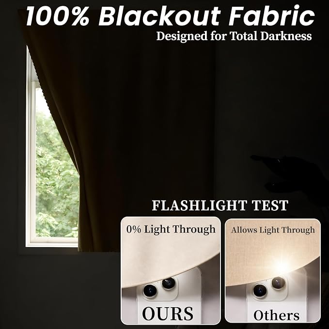 AJAZZ 100% Blackout Stick Curtain Portable Blackout Curtains Adhesive Curtains - Image 3