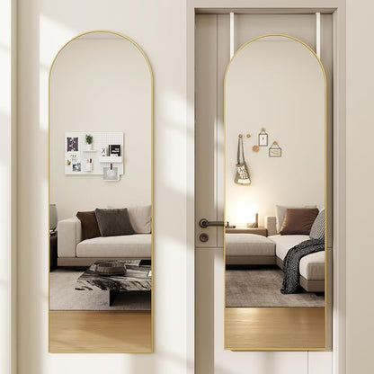 Arched Full Length Door Mirror 14x48, Metal Frame by JAWGLOW