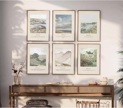 Christian Scripture Wall Art Set of 6 Bible Verse Canvas Wall Decor Psalm 23 - Image 4