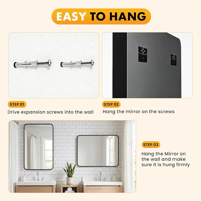OLIXIS Bathroom Mirror for Over Sink, 24x36 Inch Wall Rectangle Mirror - Image 7