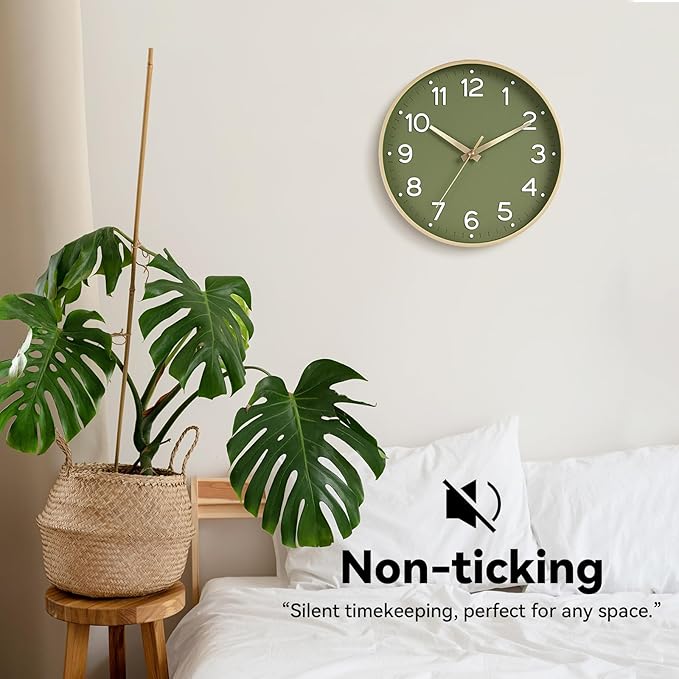 Roymnie Wall Clock Green, Silent Wall Clocks Battery Operated 8 Inch-Modern Non - Image 5