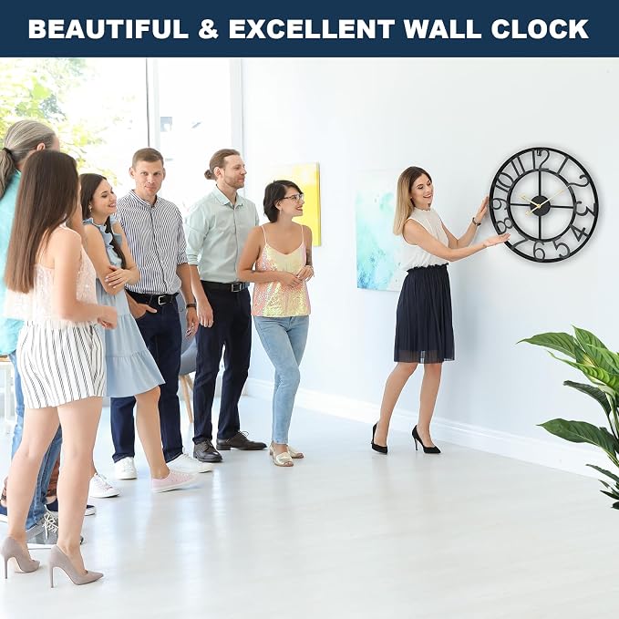Pytha Sight 24 Inch Large Oversized Farmhouse Modern Decorative Wall Clock - Image 3