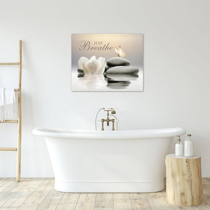 EOBTAIN Zen Spa Bathroom Wall Art Garden Butterfly and Flower Stone Relaxing - Image 3