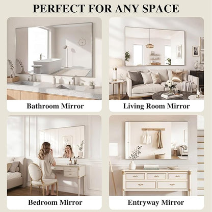 Koonmi Silver Rectangle Wall Mirror, 30x40 Inch Bathroom Mirror, Aluminum Frame - Image 7