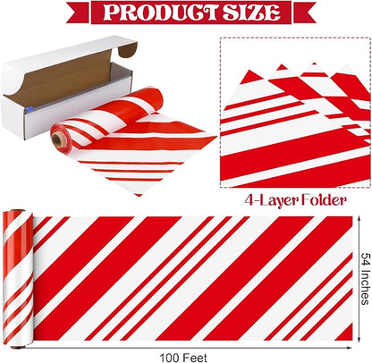 Kochorie 100 Ft x 54 Inch Christmas Candy Cane Striped Tablecloth Roll - Image 2