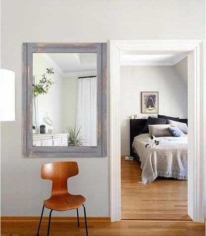 AAZZKANG Wood Framed Mirror Rectangular Rustic Wall Mirrors Decorative Large - Image 7