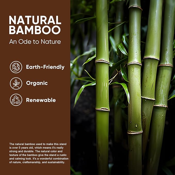 MUDEELA Adjustable Plant Stand Indoor, Bamboo Plant Stand 8 to 12 Inches, Single Floor Plant Stand for Indoor Plants, Bamboo Light Brown Planter Stand for Indoor Plants, Pot Plant Not Included