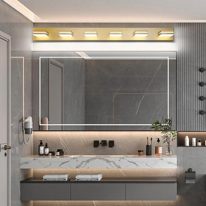 SineRise LED Modern Bathroom Vanity Light Fixtures, Matte Gold Modern Acrylic - Image 8
