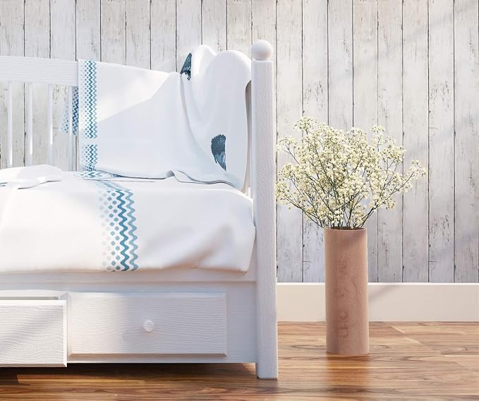 CiCiwind Peel and Stick Wallpaper Wood Contact Paper White Shiplap Wall Paper - Image 5