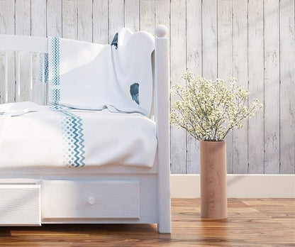 CiCiwind Peel and Stick Wallpaper Wood Contact Paper White Shiplap Wall Paper - Image 5