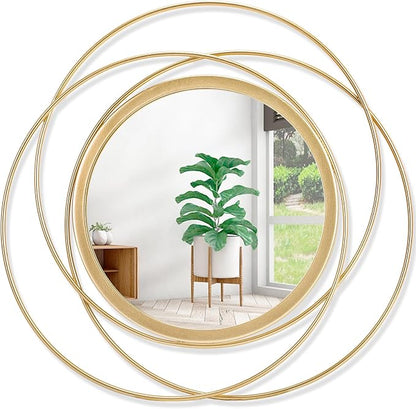 Gold Art Large Round Mirror by HLFMVWE