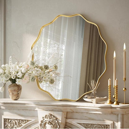 VooBang Gold Scalloped Circle Mirror, Hanging Leaning - Image 2