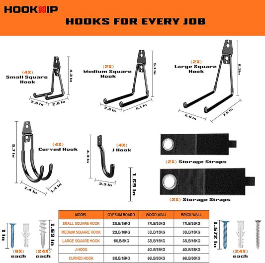 Pack 20 Garage Hooks Heavy Duty | Multi-Sized Wall Mount Tool Hangers - Image 2