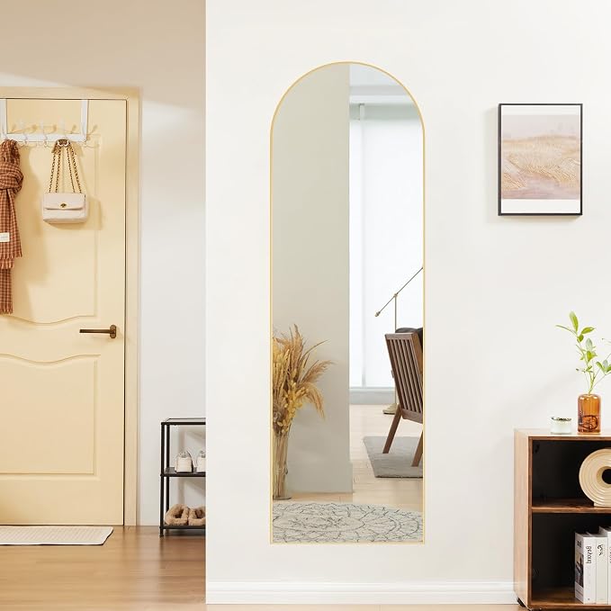 Sweetcrispy 59"x16" Arched Full Length Mirror, Leaning or Standing Full Body - Image 2