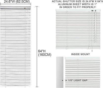 YIIBAII Mini Blinds Suitable for 25" W x 64" H Windows 1" Aluminum Horizontal - Image 6