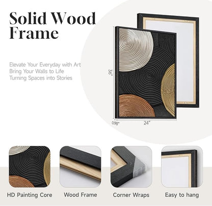Large Framed Abstract Circles Wall Art Set of 2 - Image 5