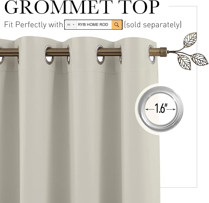 RYB HOME Temporary Doorway Curtains Blackout Privacy Room Divider Curtains - Image 2