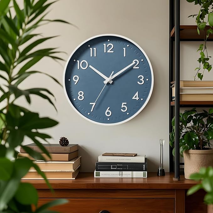 Mosewa Wall Clock 10 Inch, Battery Operated Silent Non-Ticking Modern Analog - Image 2