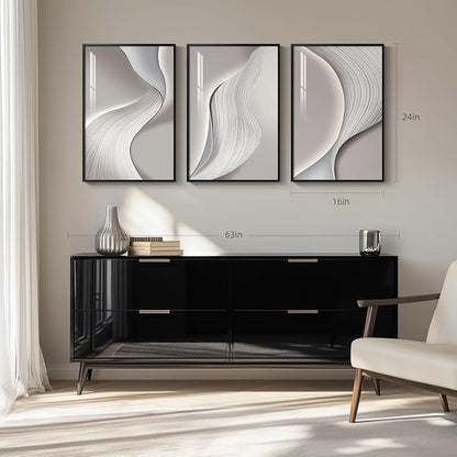 Framed Modern Abstract Wall Art, 3 Piece Minimalist Bright Style Prints - Image 7