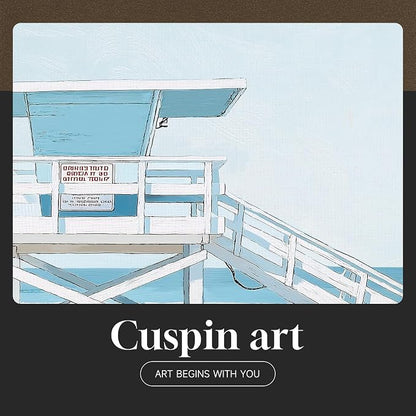 Framed Blue Coastal Beach Wall Art - Image 7