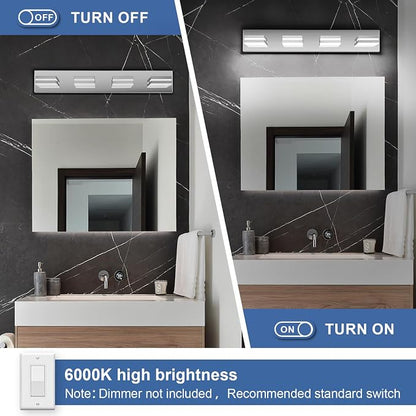 Modern LED Bathroom Lights Fixtures 4-Light, Stainless Steel Chrome Acrylic - Image 4