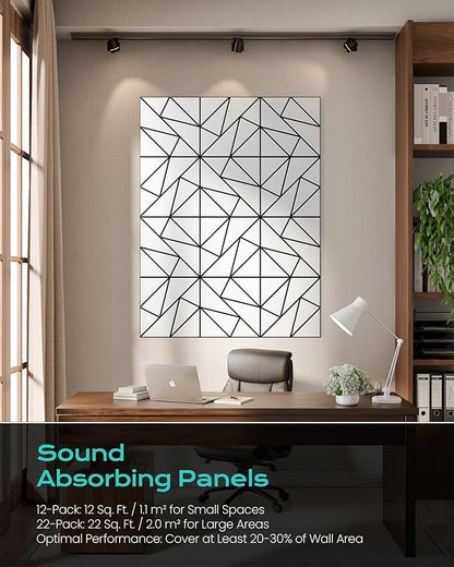 12-Pack Felt Acoustic Panels, Peel & Stick Sound Proof Foam Panels - Image 5