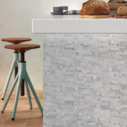 SUNWINGS 5-Sheet Peel and Stick Mosaic Natural 3D Stone Self Adhesive Marble - Image 7