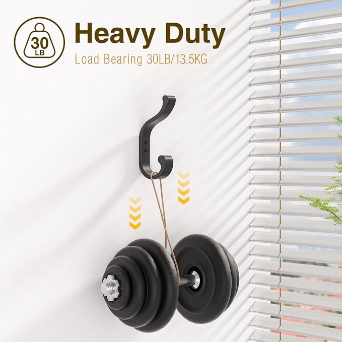 bussdis Wall-Mount Coat Hooks, Heavy Duty 30LB Hooks - Image 2