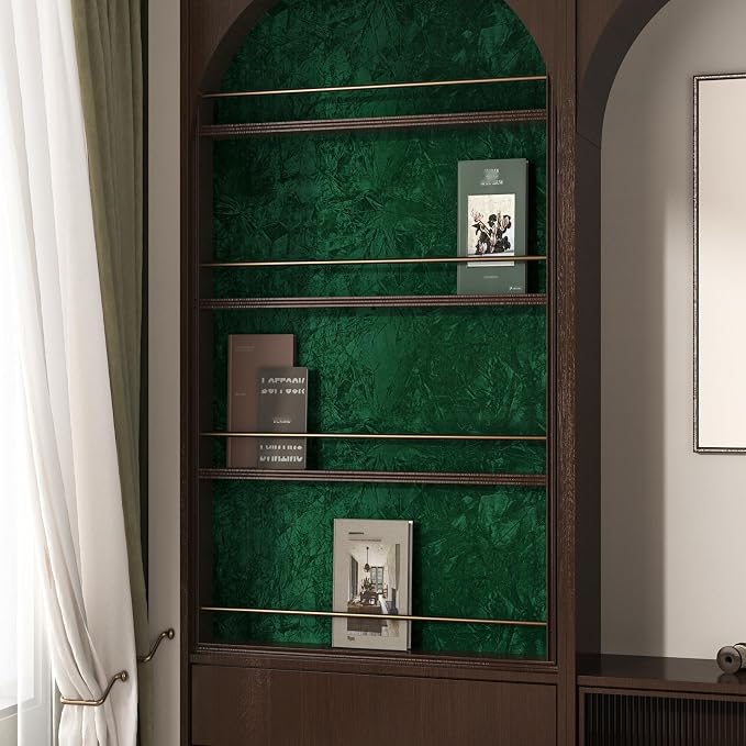 Wallercity Green Floral Leaves Felt Fabric Wallpaper Peel and Stick Soft Velvet - Image 4