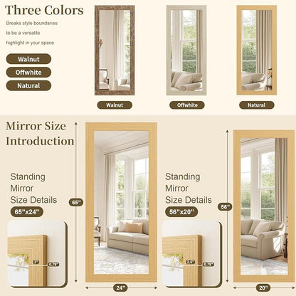Syndra Modern Full Length Mirror Wood Frame, 56x20'' Large Floor Mirror - Image 5