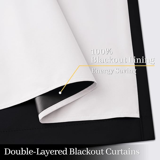 Yakamok 100% Blackout Curtain Panels 84 inches Cold and Light Blocking Drapes - Image 4
