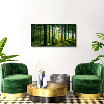 Forest Canvas Wall Art Green Mountain Wall Decor Tree Forest Landscape Prints - Image 2