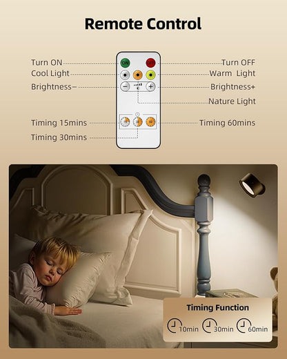 LED Wall Mounted Lights, Rechargeable Wall Sconces Lamp, 3 Color Temps & Remote - Image 2