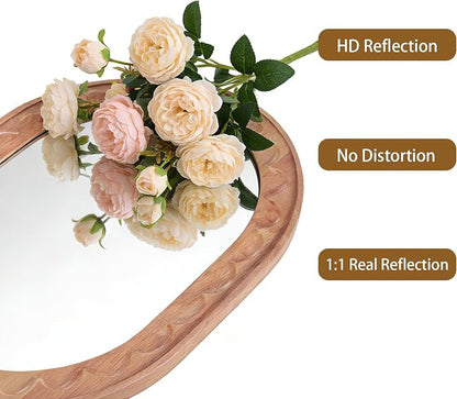 Entryway Small Mirrors for Wall, 16 x 12 Inch Bathroom Wood Mirror - Image 4