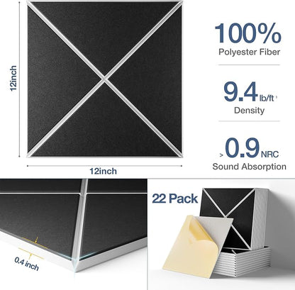 22 Pack X-Line Design Acoustic Panels, Soundproof Wall Panels - Image 4