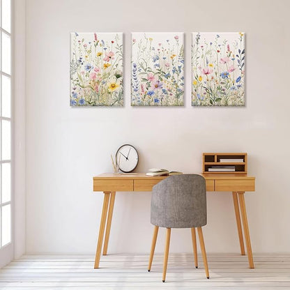 Bwodke Wildflower Wall Art Watercolor Botanical Floral Colorful Canvas Prints - Image 8