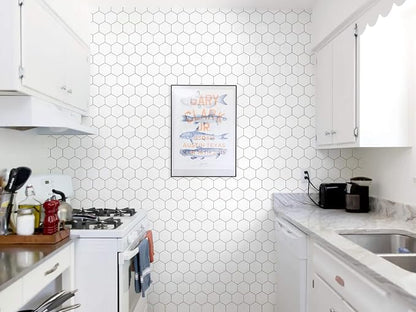 White Wallpaper Kitchen Backsplash Peel and Stick Wallpaper 197"×17.3" White - Image 5