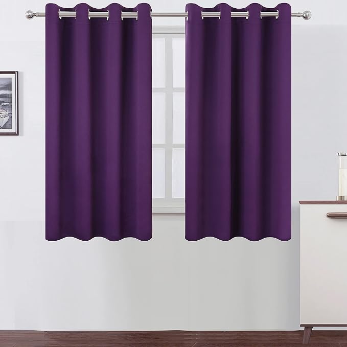 LEMOMO Purple Thermal Blackout Curtains/52 x 54 Inch/Set of 2 Panels Room by Lemomo