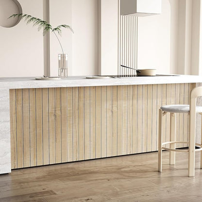 VEELIKE Sand Oak Wood Slat Wall Panels Peel and Stick Faux Wood Panels - Image 7