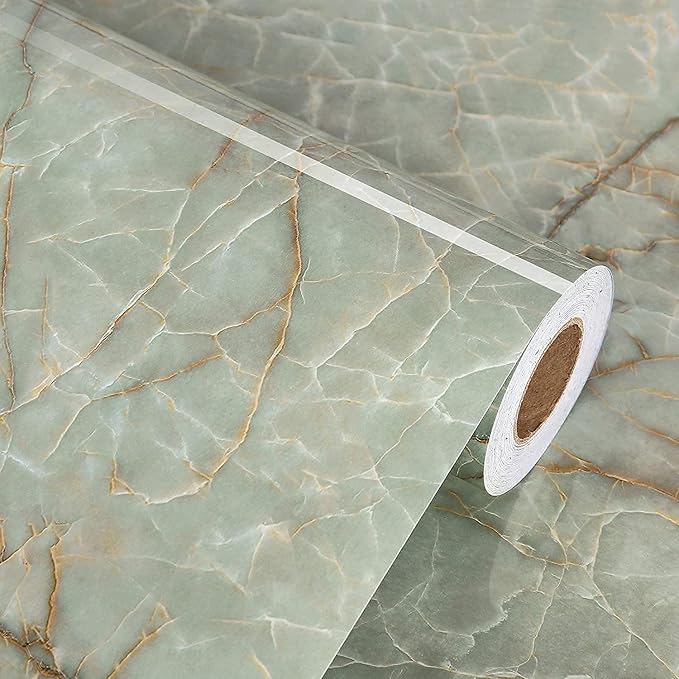 Green Marble Contact Paper for Countertops Waterproof Granite Peel and Stick by WallpaperDecoration