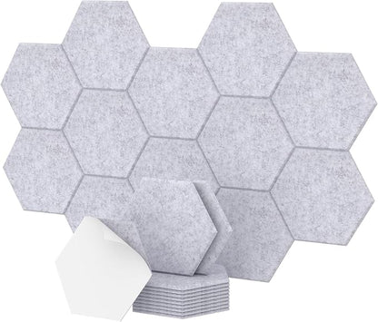 12 Pack Hexagon Acoustic Panels, TONOR 12"x 10"x 0.4" Self-adhesive Sound Proof by TONOR