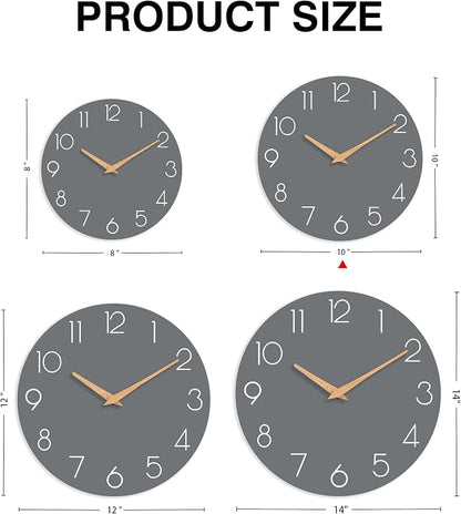 cicininc Wall Clock, 10 Inch Wooden Silent Non-Ticking, Decorative Battery - Image 3